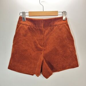 Maje Velvet Corduroy High Rise Orange Brown Shorts - Size 34